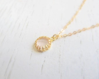 Mother Day - Rose Quartz necklace Gold  Natural stone Genuine Love stone gift for valentine