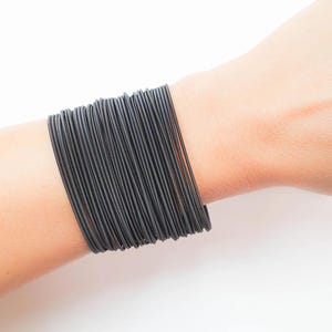 Guitar String Bracelet, Black string bracelets, Thin spring bracelets, Strech bracelet, Layered bracelet,Flexible bracelet,rose gold silver