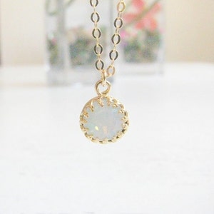 Opal necklace White opal bridal jewelry Dainty Gold filled Bridesmaids gift