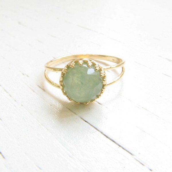 Mother Day - Jade ring Natural Jade gemstone Gold Jade jewelry Green stone ring May birthstone