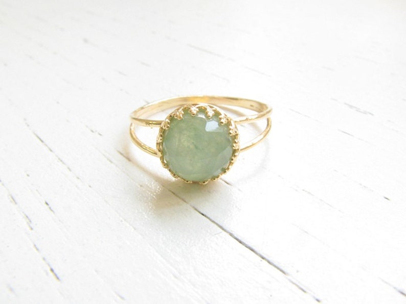 Mother Day Jade ring Natural Jade gemstone Gold Jade jewelry Green stone ring May birthstone image 1