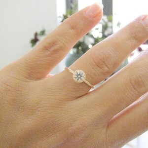 SALE - Gold solitaire diamond ring dainty CZ 14kGold filled  promise delicate simple classic