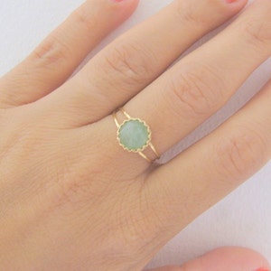 Mother Day Jade ring Natural Jade gemstone Gold Jade jewelry Green stone ring May birthstone image 3