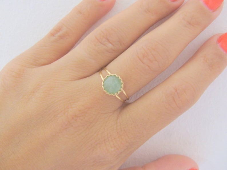 Mother Day Jade ring Natural Jade gemstone Gold Jade jewelry Green stone ring May birthstone image 3