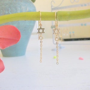 Mother Day Star of david dangle earrings Star earrings Star dangle earrings Gold earrings Jewish star earrings, Star of David image 3