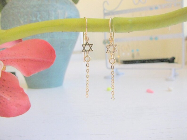 Mother Day Star of david dangle earrings Star earrings Star dangle earrings Gold earrings Jewish star earrings, Star of David image 3