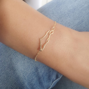 イスラエル地図ブレスレット、イスラエル地図ゴールドシルバーブレスレット、聖地ブレスレットジュエリー、イスラエルブレスレット、イスラエルジュエリーの象徴