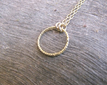 Mother Day - Circle necklace small Karma Eternity Ring necklace gold filled