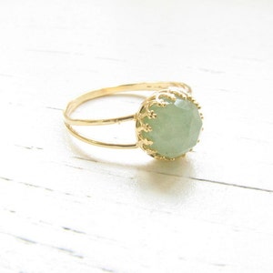 Mother Day Jade ring Natural Jade gemstone Gold Jade jewelry Green stone ring May birthstone image 2