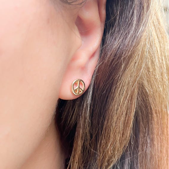 Buy Minimalist Gold-filled Peace Stud Earrings for Everyday Wear