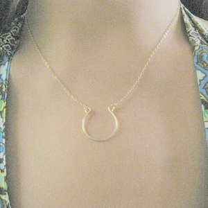 gold necklace Open Floating Horseshoe Necklace delicate Good Luck Necklace Lucky Horseshoe
