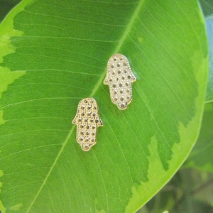 Hamsa studs - Tiny Hamsa stud earrings -  Gold filled earrings Hamsa - Hand Post Earrings - Gold Hamsa Earrings
