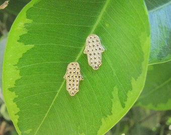 Mother Day - Hamsa studs - Tiny Hamsa stud earrings -  Gold filled earrings Hamsa - Hand Post Earrings - Gold Hamsa Earrings