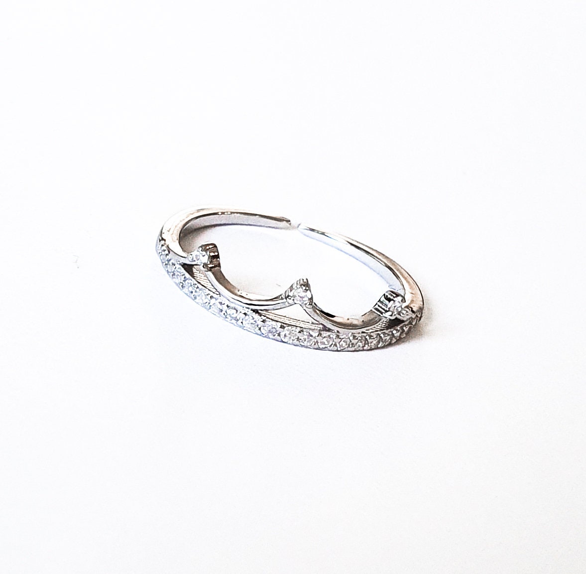 Toe Ring Adjustable Sterling Silver 925 Tiny CZ Diamonds Crown ...