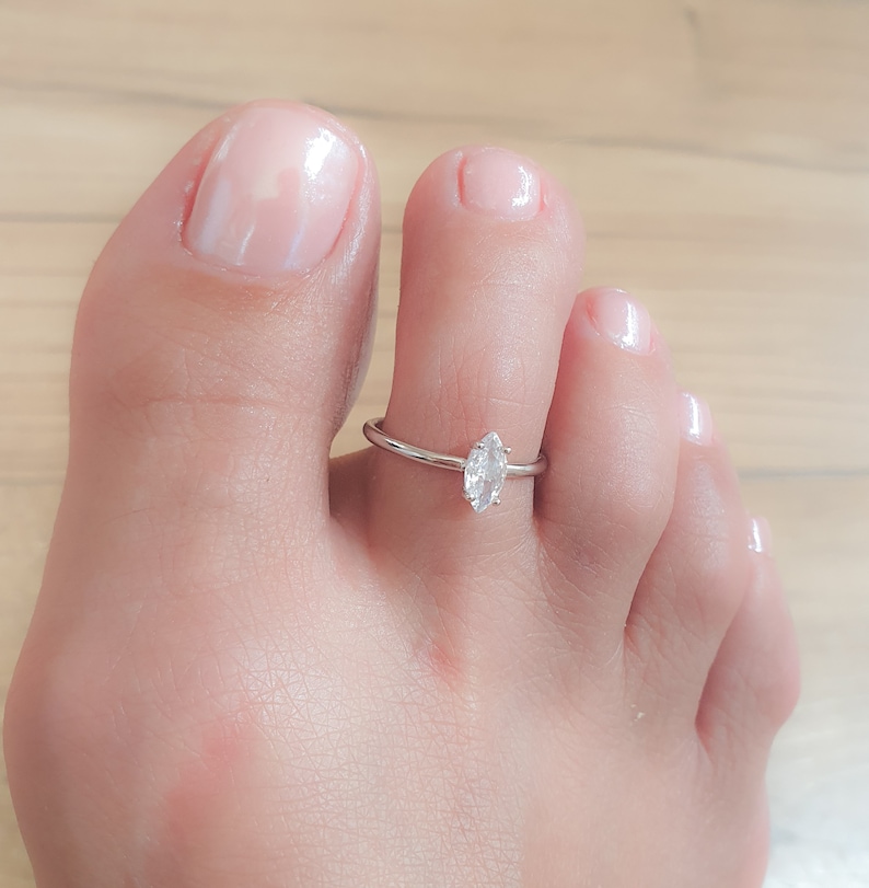 Mother Day Toe Ring Adjustable Sterling Silver Toe Ring CZ Diamond Toe Ring Open Toe Ring Foot Jewelry image 2