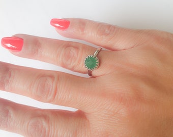 Jade ring, Natural Jade gemstone Ring, Sterling Silver Band Jade Stone, Jade jewelry, Green Jade Ring, May birthstone