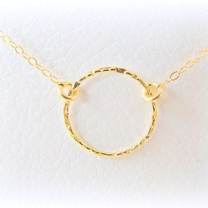 Gold Circle necklace Karma circle Hoop 14k gold filled Eternity necklace