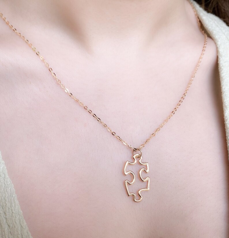 Small Puzzle Necklace - Autism Awareness Necklace - Dainty Puzzle Piece ...
