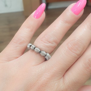 Beaded Ring Stretch Ring Silver Bead Ring Stacking Rings Elastic Adjustable Stainless Steel Water Resistant