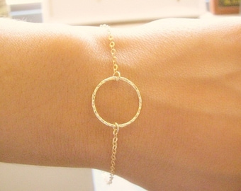 Mother Day - gold bracelet Circle karma small circle freindship dainty bridesmades gift eternity delicate