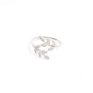 Mother Day Toe Ring Adjustable Sterling Silver 925 Tiny CZ Diamonds Leaf Adjustable Silver Toe Ring Dainty Midi Ring image 5