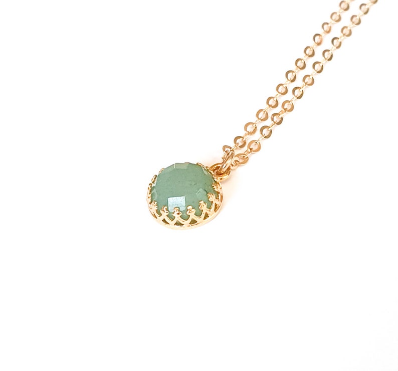 Mother Day Jade Necklace Natural Jade Necklace Gold Jade Necklace Jade Stone Green Necklace May Birthstone Jewelry image 4
