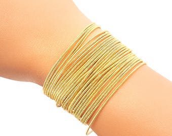 Gold guitar string bracelets, silver spring bracelets, Stainelss steel bracelet, Stack bracelets, bracelets set gold