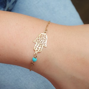 Hamsa bracelet, Turquoise Jewelry, Hamsa Hand Bracelet, Hamsa Symbol Bracelet, Hamsa Turquoise Bracelet, Hand Of Fatima Bracelet