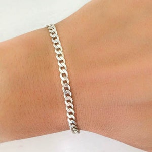 Chain link bracelet figaro unisex sterling silver bracelet 925 curb bracelet chunky gold curb bracelet