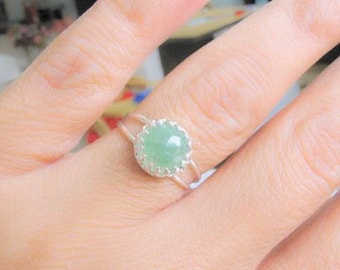 Jade ring Silver gemstone jade jewelry Natural Jade stone Green stone ring May birthstone