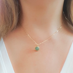 Mother Day Jade Necklace Natural Jade Necklace Gold Jade Necklace Jade Stone Green Necklace May Birthstone Jewelry image 1