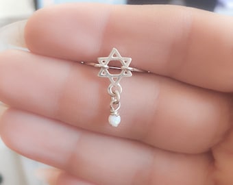 Pierścień z Gwiazdą Dawida, Pierścień Magen David, Pierścień z zawieszką z gwiazdą Dawida, Pierścień z żydowską gwiazdą, Złoty srebrny wisiorek z tarczą Dawida, Biżuteria izraelska, Gwiazda Dawida