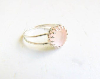 Mother Day - Rose Quartz ring natural rose quartz ring rose quartz jewelry Valentines Day gift love stone ring