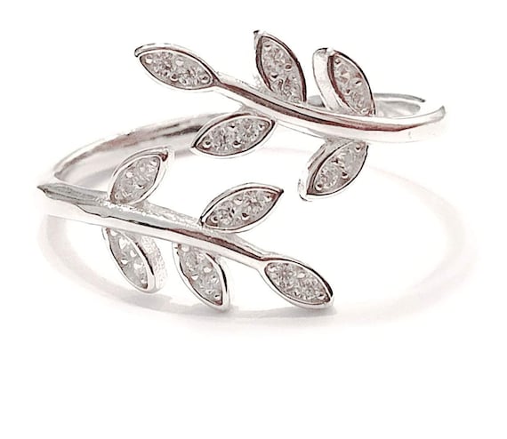 Toe Ring Adjustable Sterling Silver 925 Tiny CZ Diamonds Leaf Adjustable  Silver Toe Ring Dainty Midi Ring - Etsy