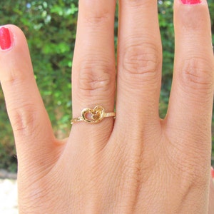 Heart ring gold Mother daughter ring Mother day jewelry Mom ring double heart ring Promise ring delicate