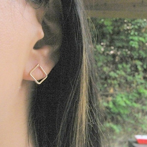 Square studs earrings Gold Silver Geometric minimalist chic