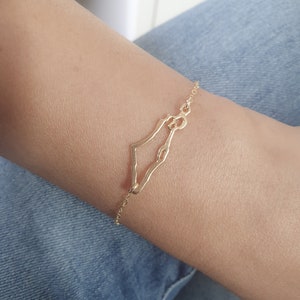 Armband kaart Israël, goud-zilveren armband kaart Israël, armband sieraden Heilige Land, armband Israël, standaard voor sieraden Israël
