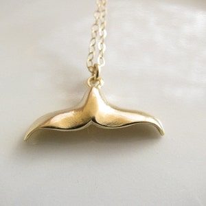 Whale Tail Necklace, Whale nautical charm Necklace, Beach Sea Animal Necklace, Whale Tail Charm Gold Filled Necklace