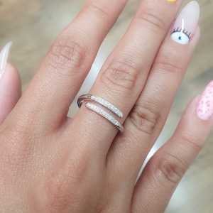 Spiral Ring Silver, Dainty Diamond Stacking Ring, Silver Minimalist Ring, CZ Ring, Simple Diamond Ring, Gift for Her, Wrap Delicate Ring