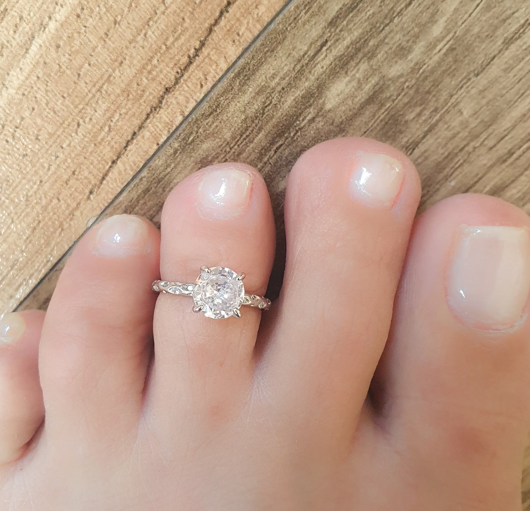Toe Ring Rihanna Style Adjustable Sterling Silver 925 Big 1.3cts
