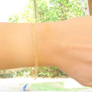 Double chain bracelet Gold Thin Dainty bracelet Layered bracelet