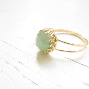 Mother Day Jade ring Natural Jade gemstone Gold Jade jewelry Green stone ring May birthstone image 5