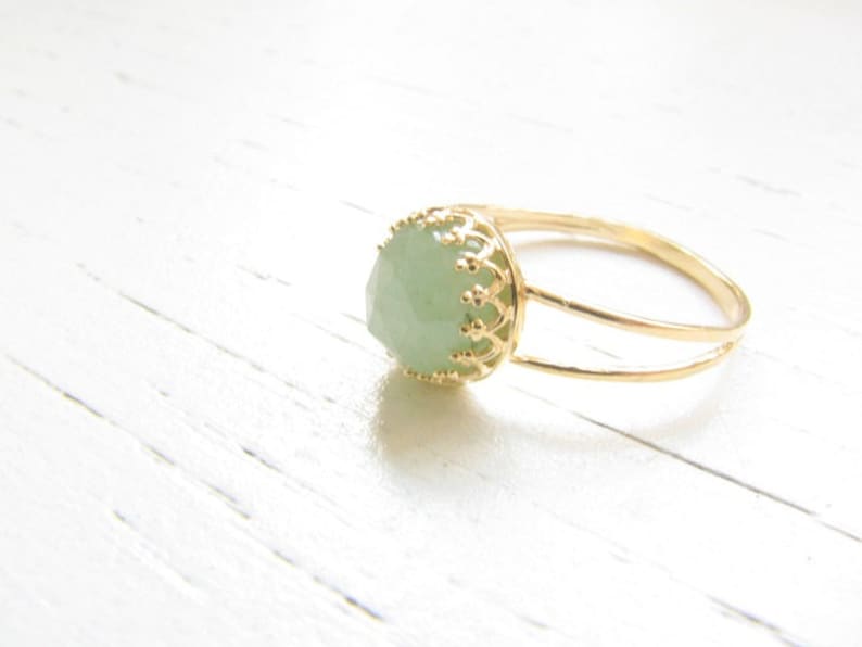 Mother Day Jade ring Natural Jade gemstone Gold Jade jewelry Green stone ring May birthstone image 5