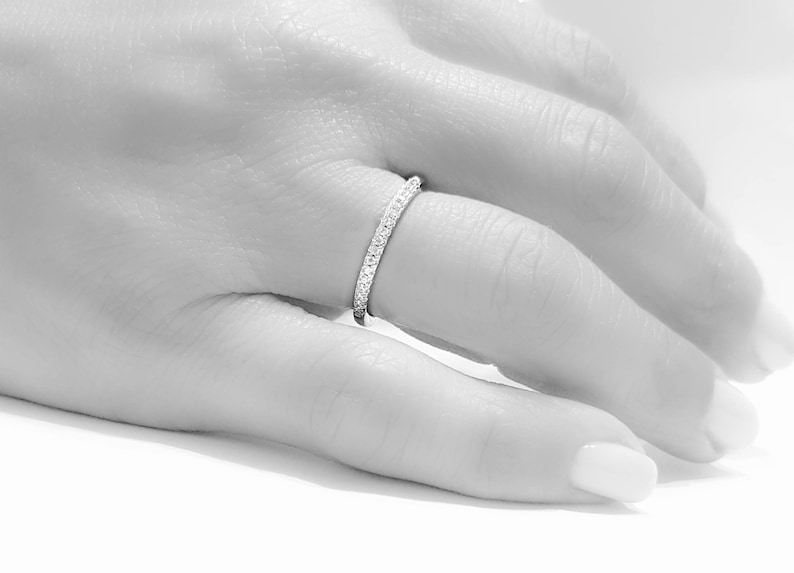 half eternity ring silver SALE engagement ring Thin Micro Pave ring Clear cz ring sterling silver 925 diamonds band