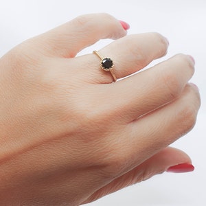 Onyx ring Black ring Jet thin black ring Black diamond Tiny ring stacking