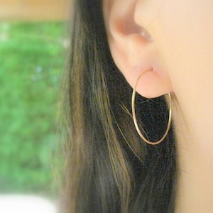 Gold hoop earrings 14k gold filled thin delicate simple