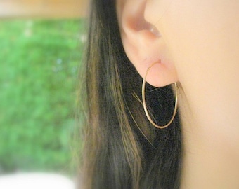 Mother Day - Gold hoop earrings 14k gold filled thin delicate simple