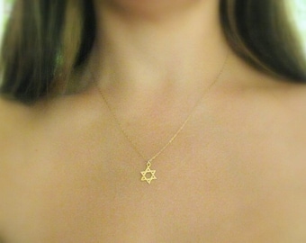 Star of David Necklace Jewish Star Gold 