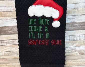 Embroidered Waffle Kitchen Towel: Christmas Funny Dishtowel | ET 131