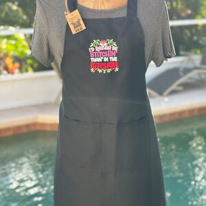 Embroidered Apron | Kitchen Apron | Craft Apron | Rather Be Stitching Than in the Kitchen